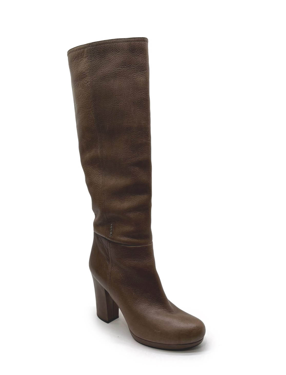 Prada Beige Leather Knee Boots - Image 4