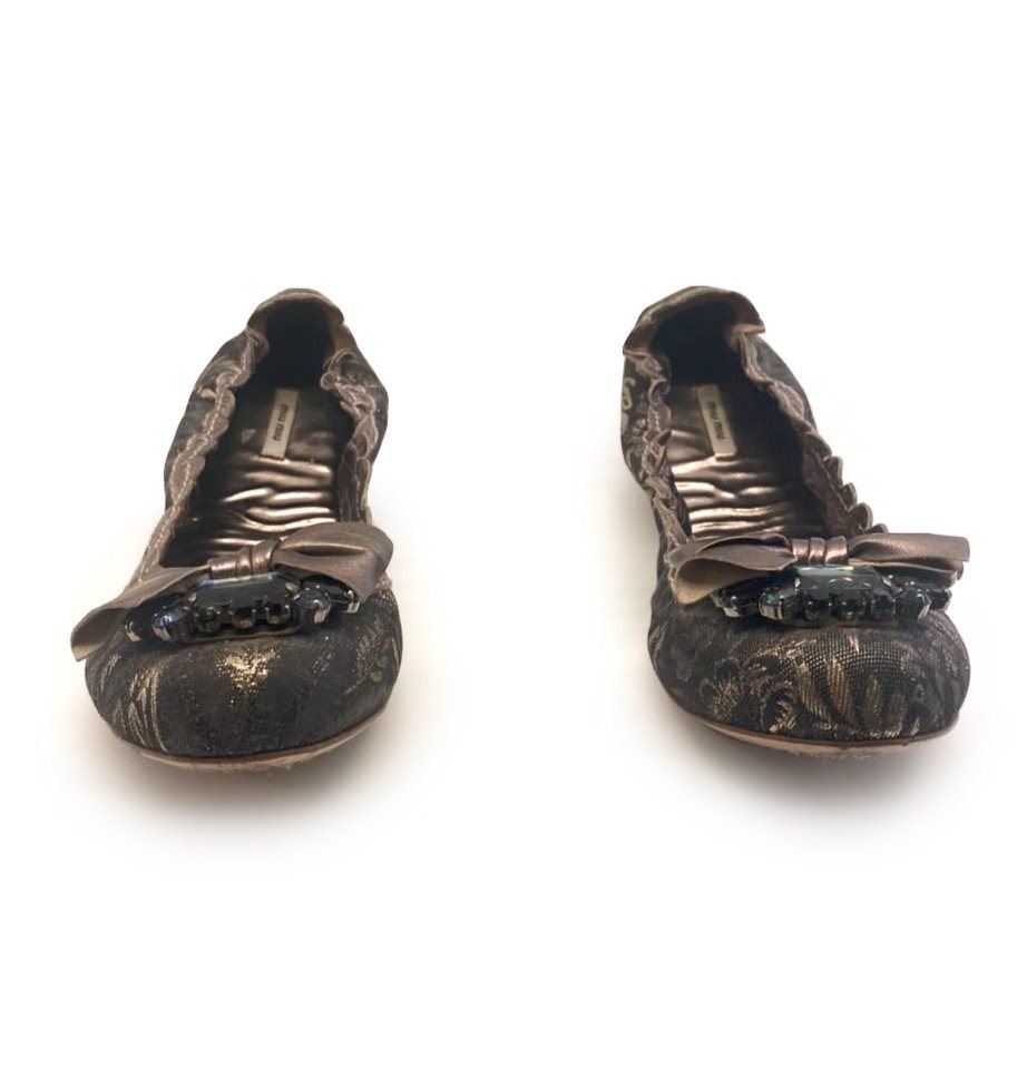 Miu Miu Embellished Bow Flats - Image 2