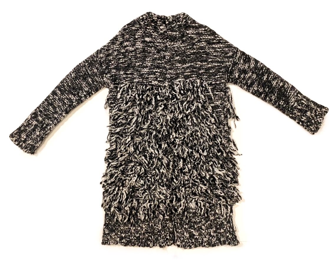 Maje Black & White Fringe Coat - Image 2