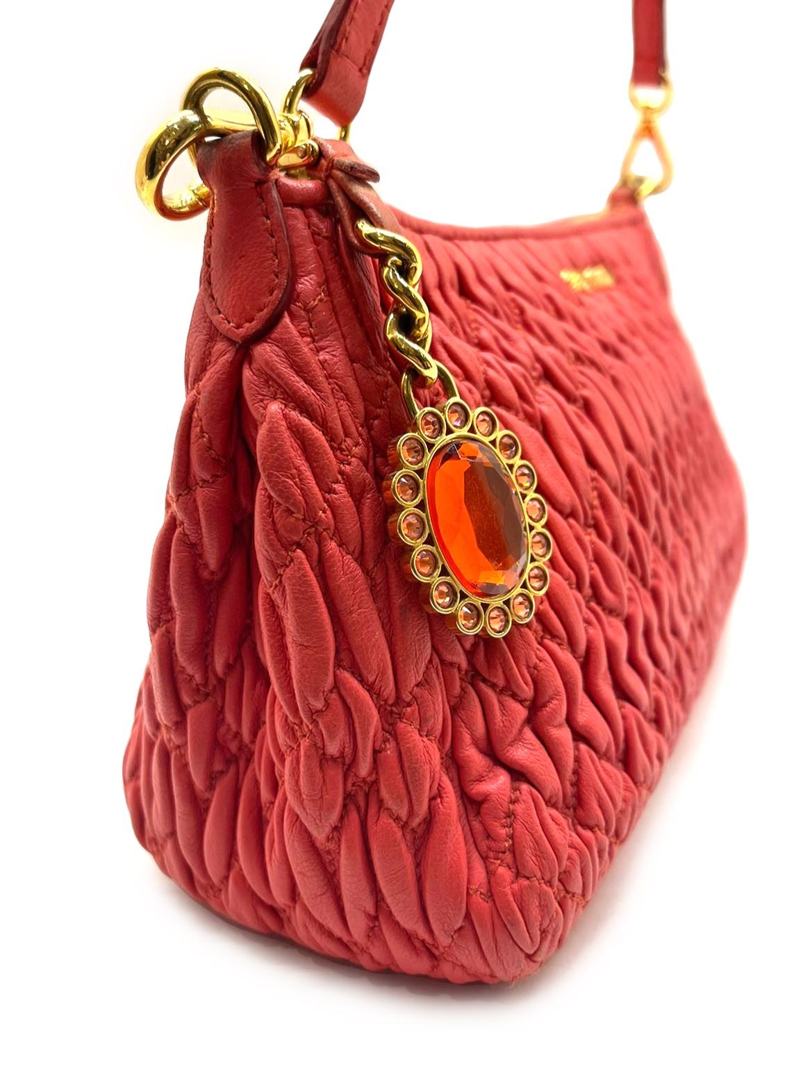 Miu Miu Red Leather Quilted Clutch - Image 4