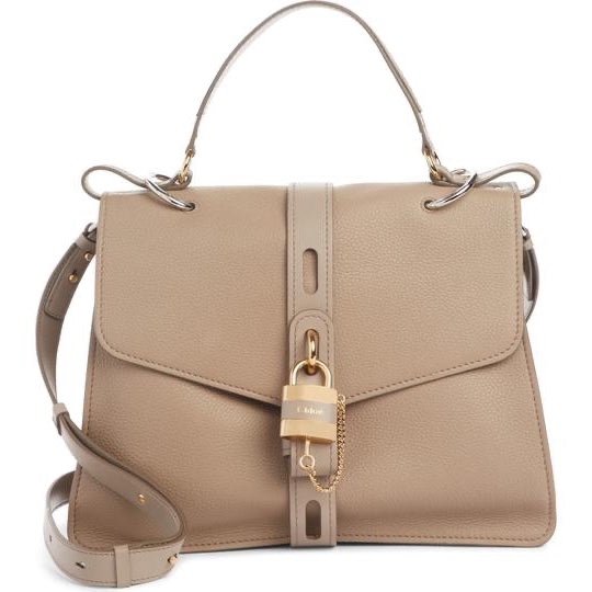 Chloe "Aby Day" Large Grey Leather Shoulder Bag