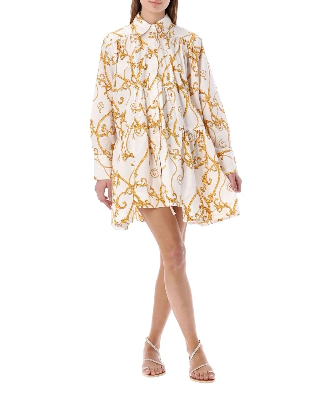 Ganni Cotton Pleated Dress