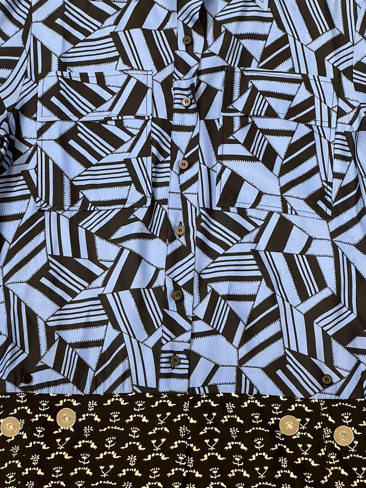 Chloe Blue Pattern Silk Dress - Image 2