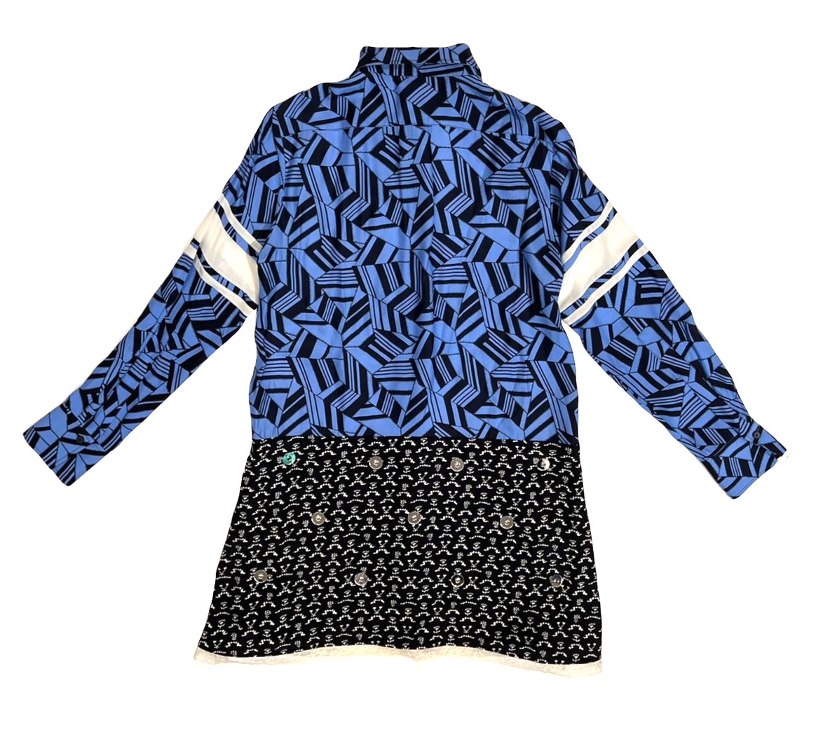 Chloe Blue Pattern Silk Dress - Image 3