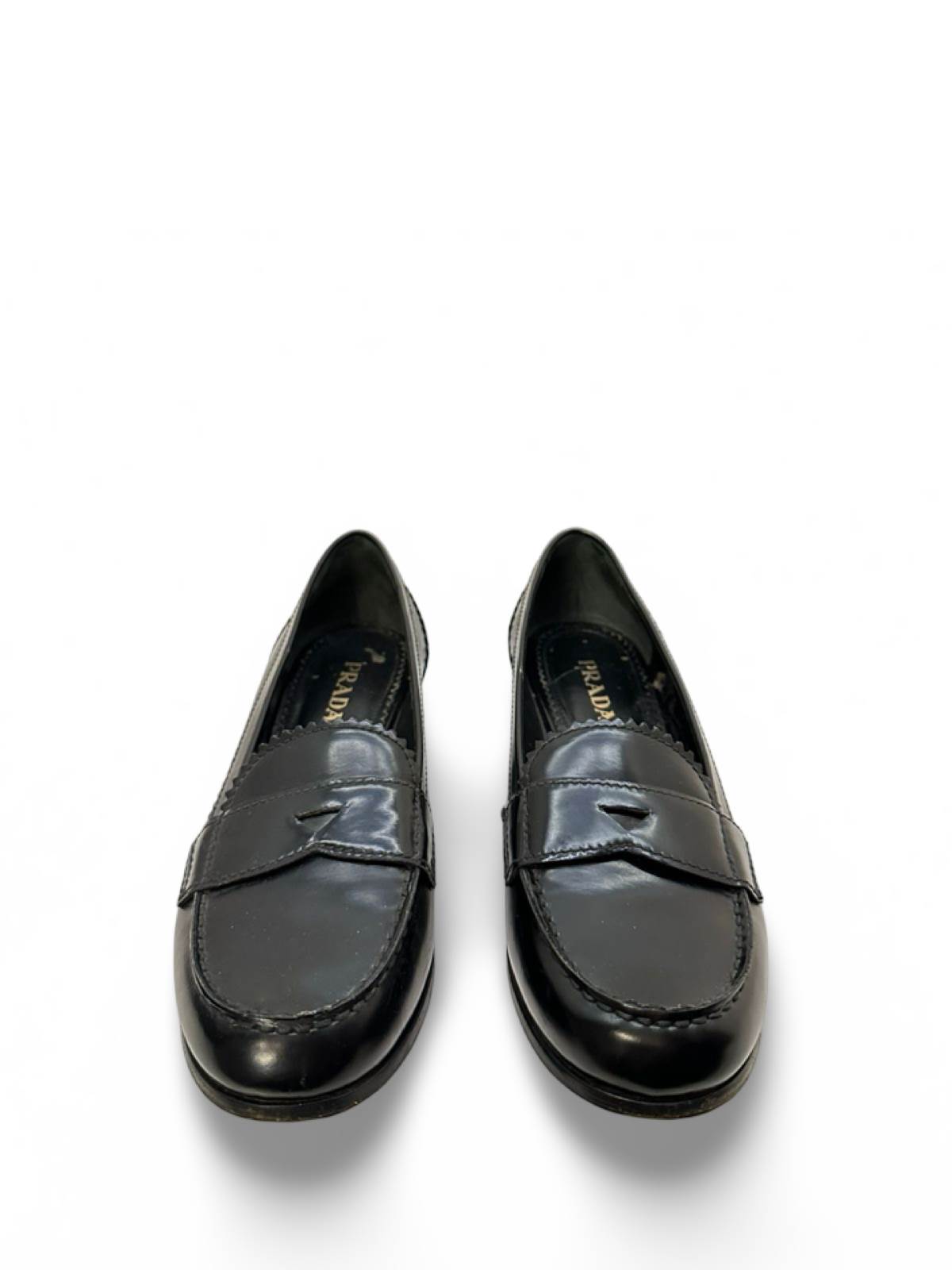 Prada Black Leather Loafers - Image 2