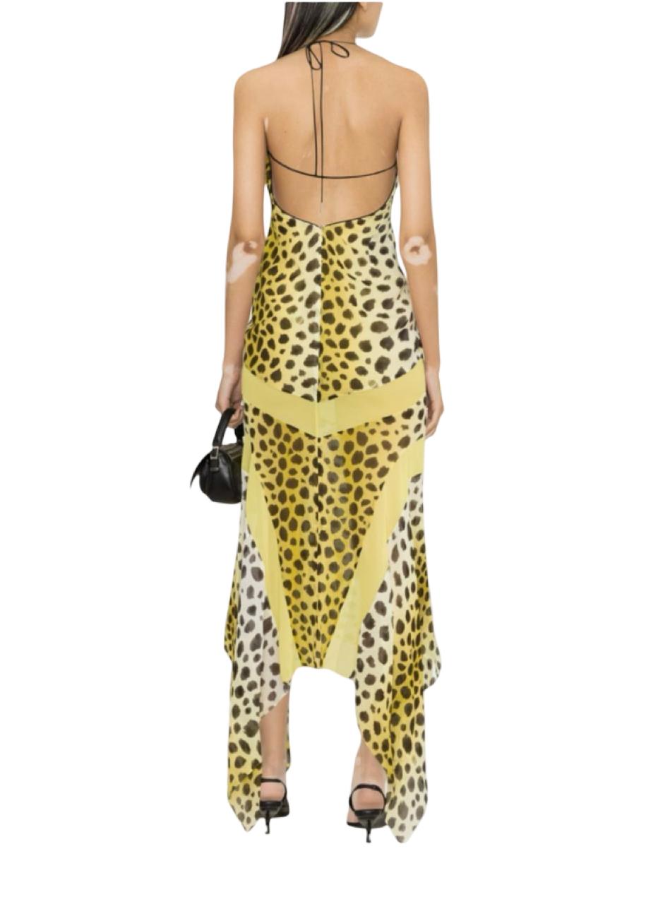 The Attico Yellow and Black Saskia Cheeta-Print Gown - Image 3
