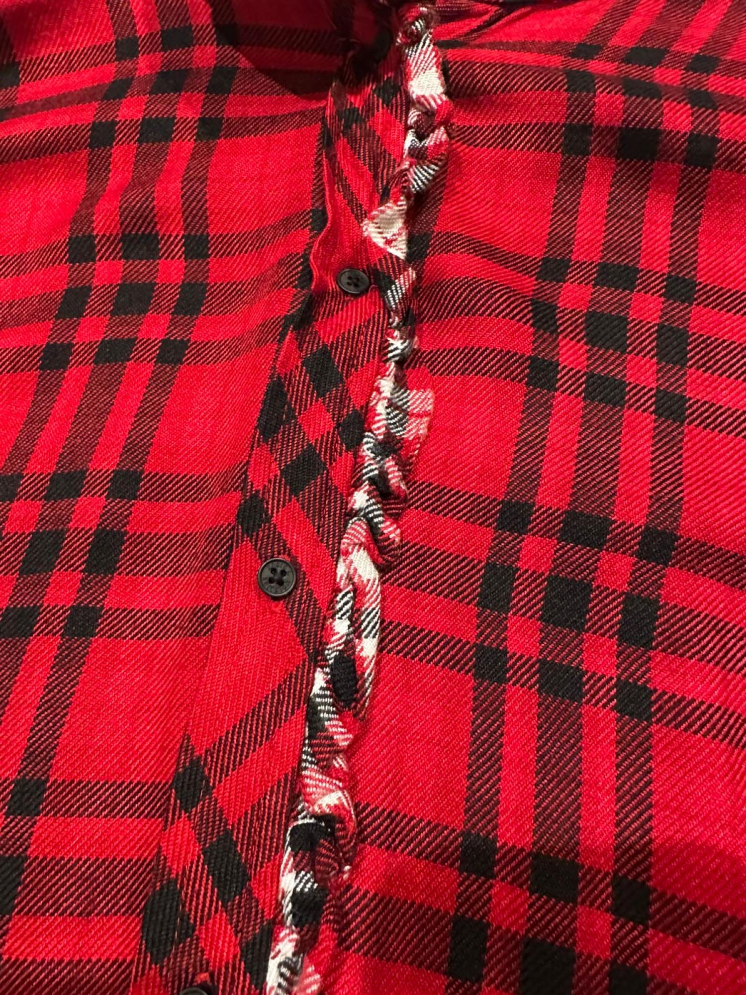 Zadig & Voltaire Red and Black Quadrille Flannel Shirtwaist Dress - Image 3