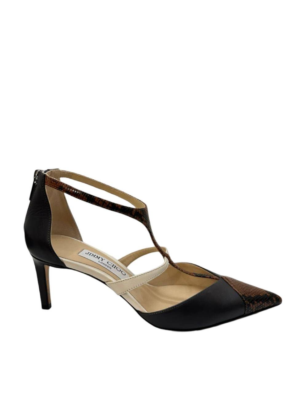 Jimmy Choo Combined Brown Python Leather Grey Suede Printed Shoes