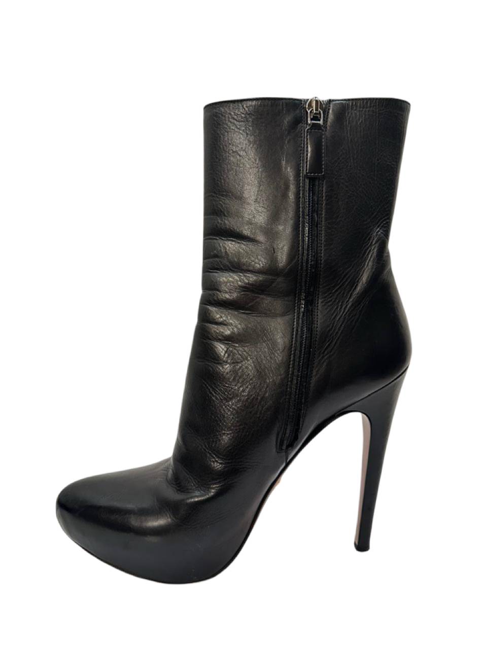 Prada Black Leather Platform Boots - Image 3