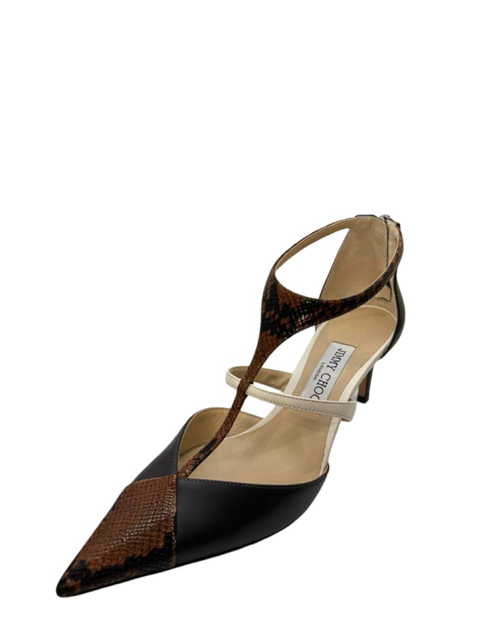 Jimmy Choo Combined Brown Python Leather Grey Suede Printed Shoes - Image 5