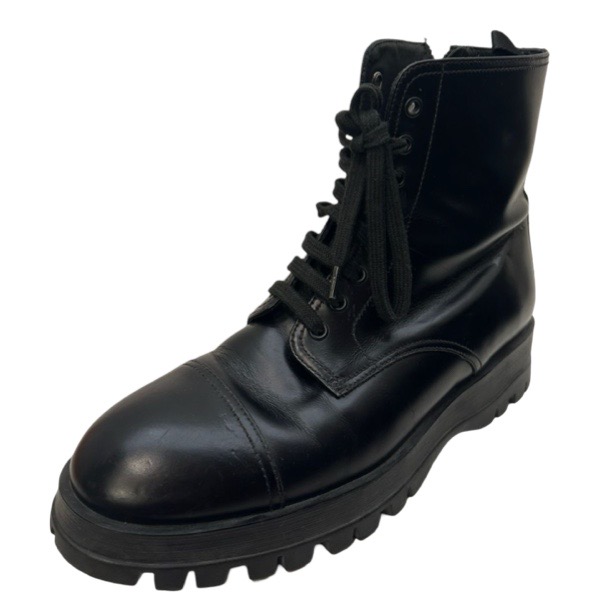 Prada Black Leather Combat Boots - Image 5