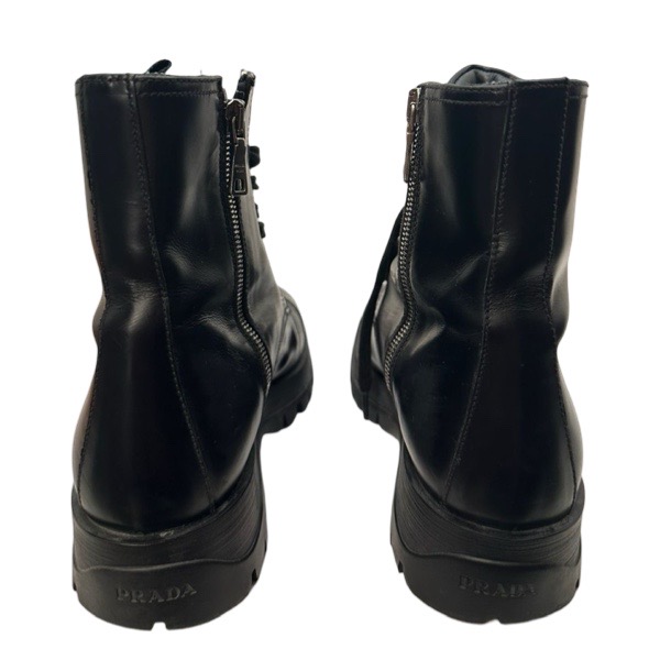 Prada Black Leather Combat Boots - Image 4