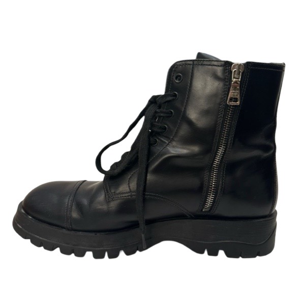 Prada Black Leather Combat Boots - Image 3
