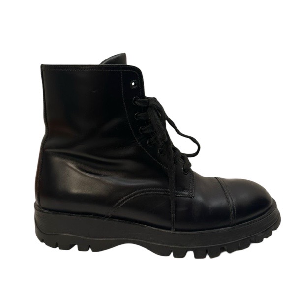 Prada Black Leather Combat Boots