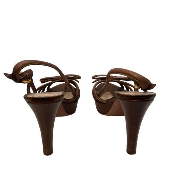 Prada Brown Leather Strap Platform Sandals - Image 4