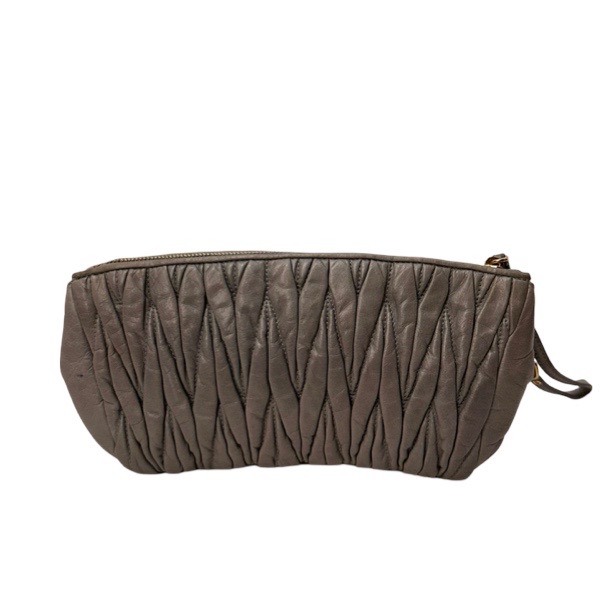 Miu Miu Grey Quilted Leather Clutch - Image 2