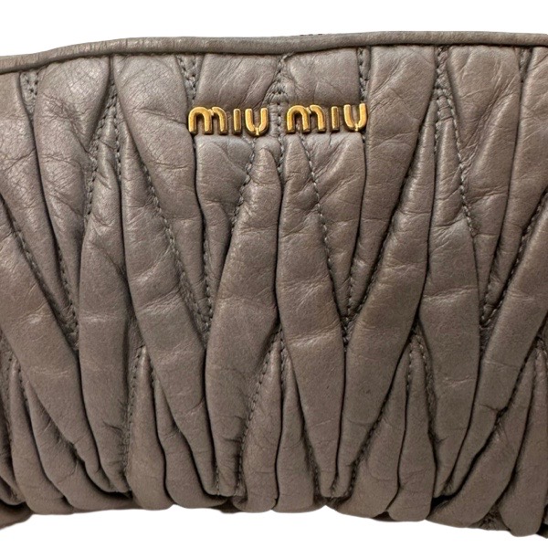 Miu Miu Grey Quilted Leather Clutch - Image 3