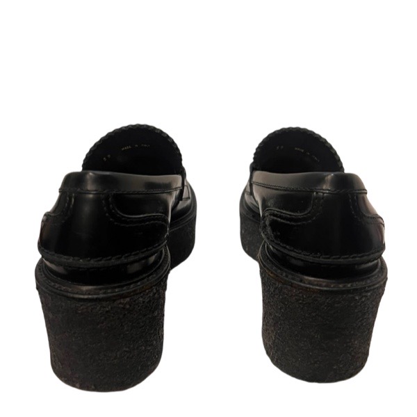 Celine Black Leather Wedge Loafers - Image 3